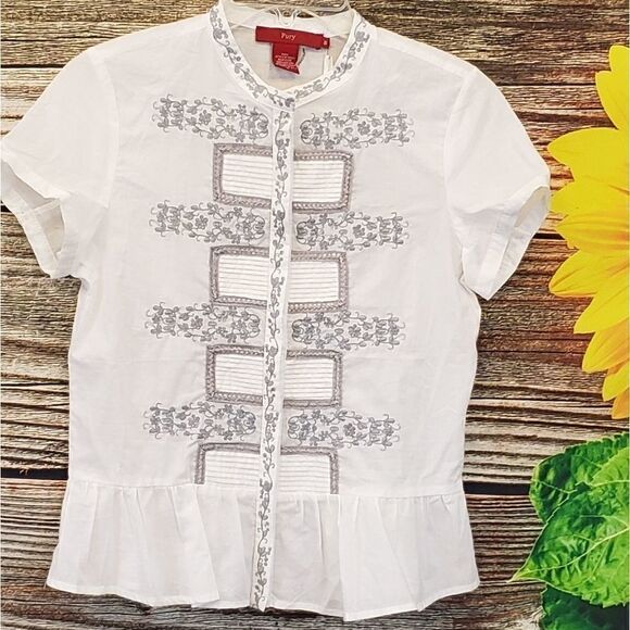 Pury embroidered  short sleeve shirt - Picture 1 of 7